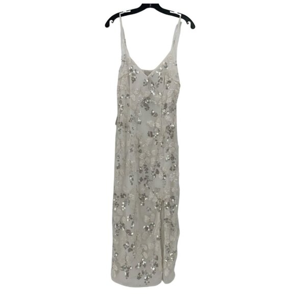 Never Fully Dressed Womens White Sansa Sequin Spaghetti Strap Slip Dress Size 4 - Picture 7 of 15